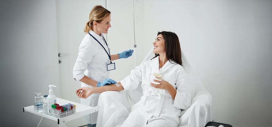 Patient receiving IV therapy treatment